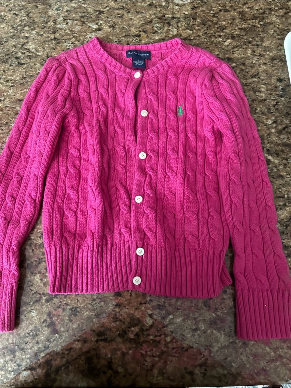 Ralph Lauren Fuchsia Cable-Knit Cardigan